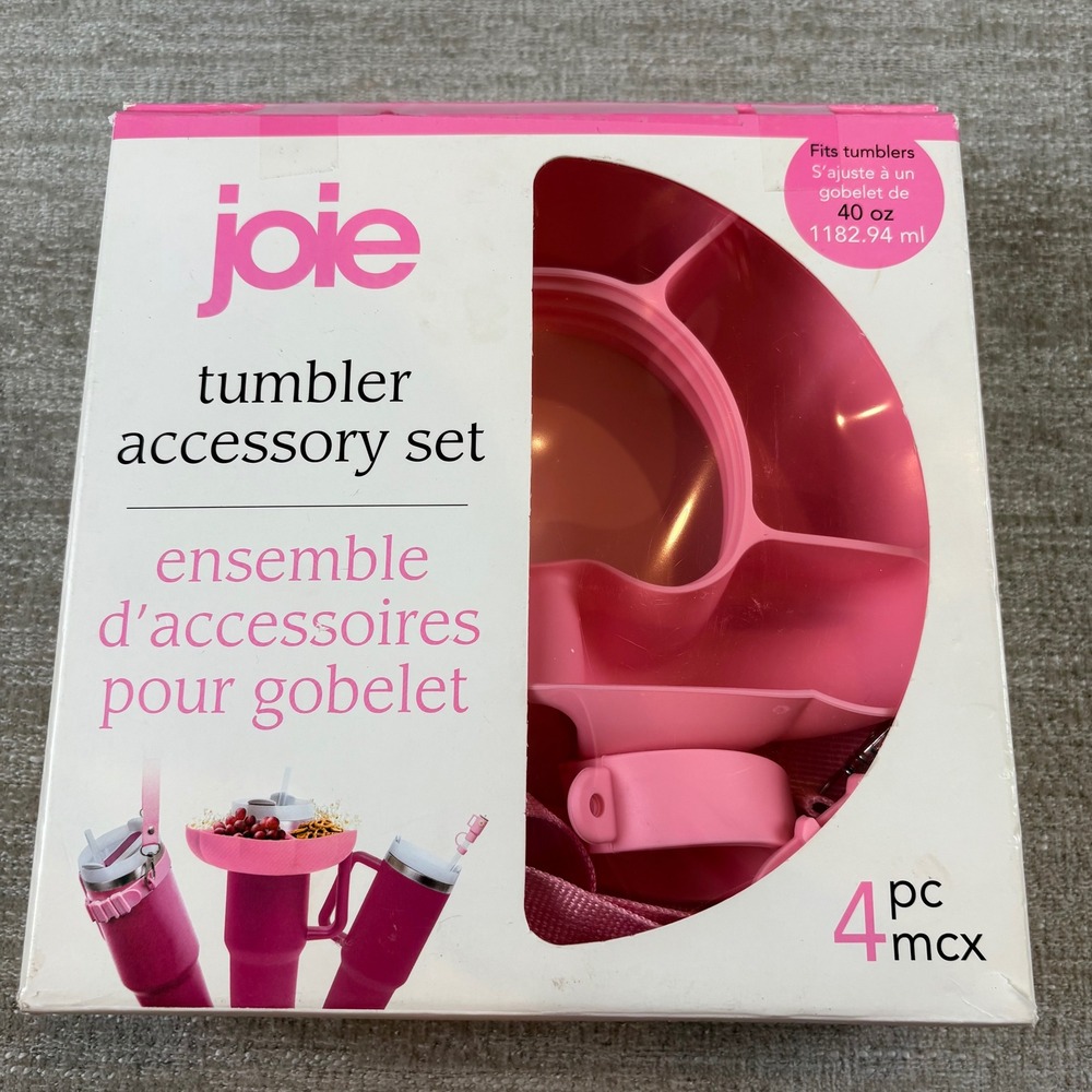 NEW Joie Tumbler Accessory Set 40 oz Pink 2pc Snack Tray Strap NEW